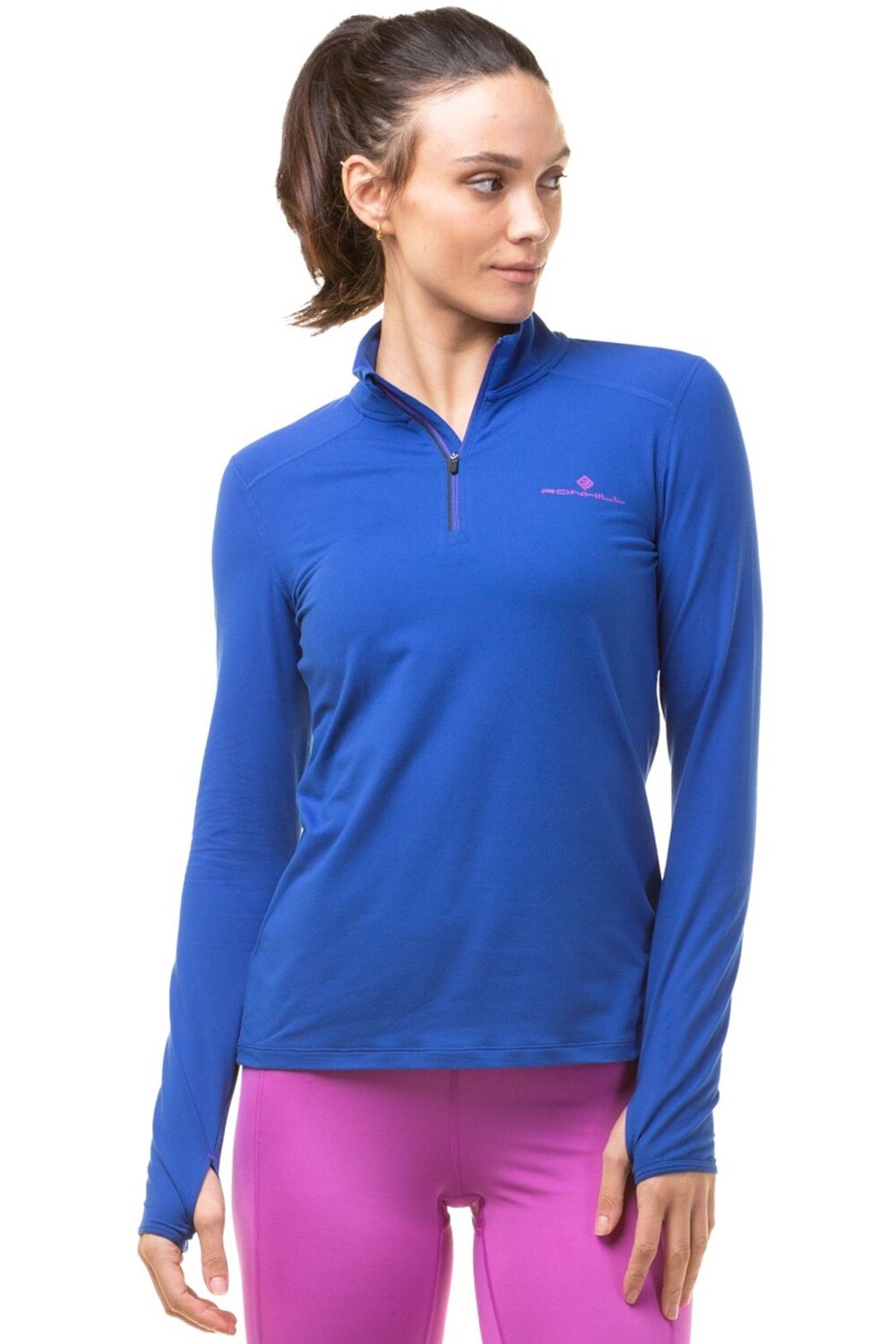 

Женская футболка для бега на молнии 1/2 Blue Core Thermal Ronhill, синий