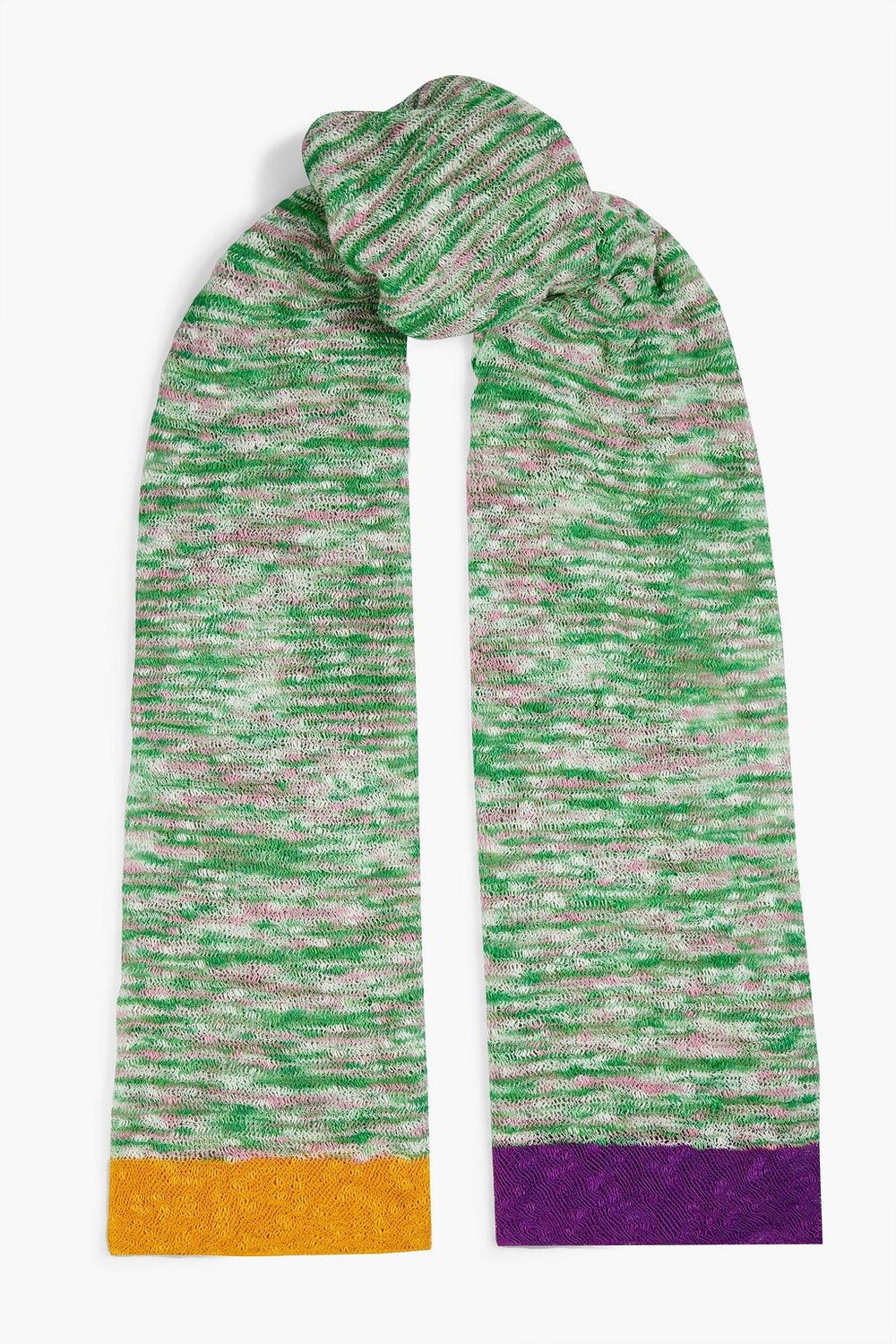 

Хлопковый шарф крючком, окрашенный в космос. MISSONI, зеленый