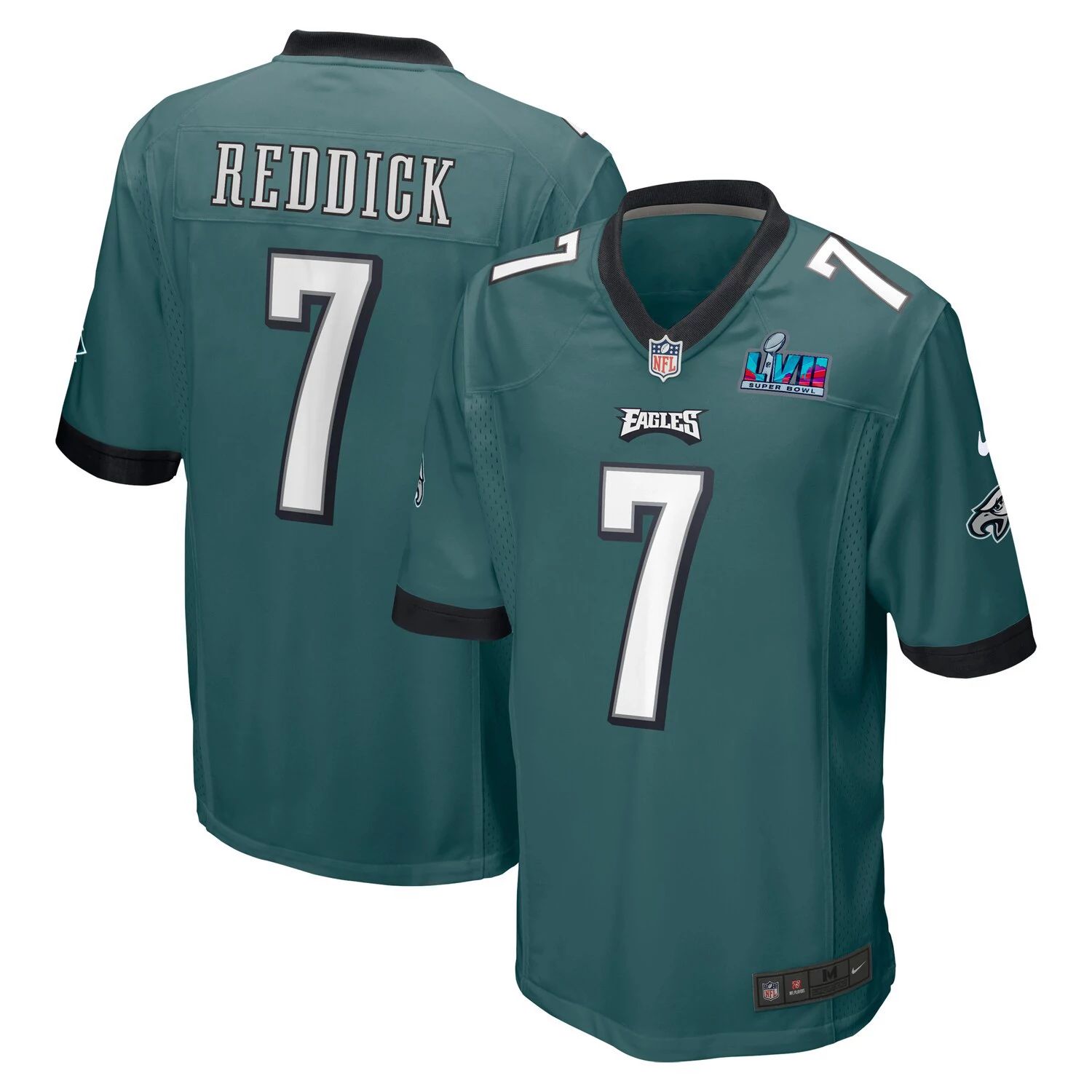 

Мужская игровая майка с нашивкой Haason Reddick Midnight Green Philadelphia Eagles Super Bowl LVII Nike