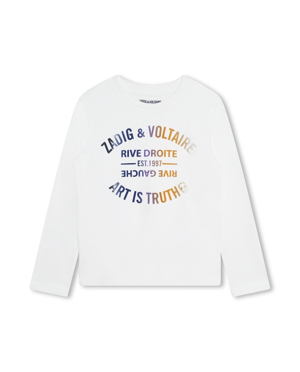 

Белая хлопковая футболка для мальчика Zadig & Voltaire, белый
