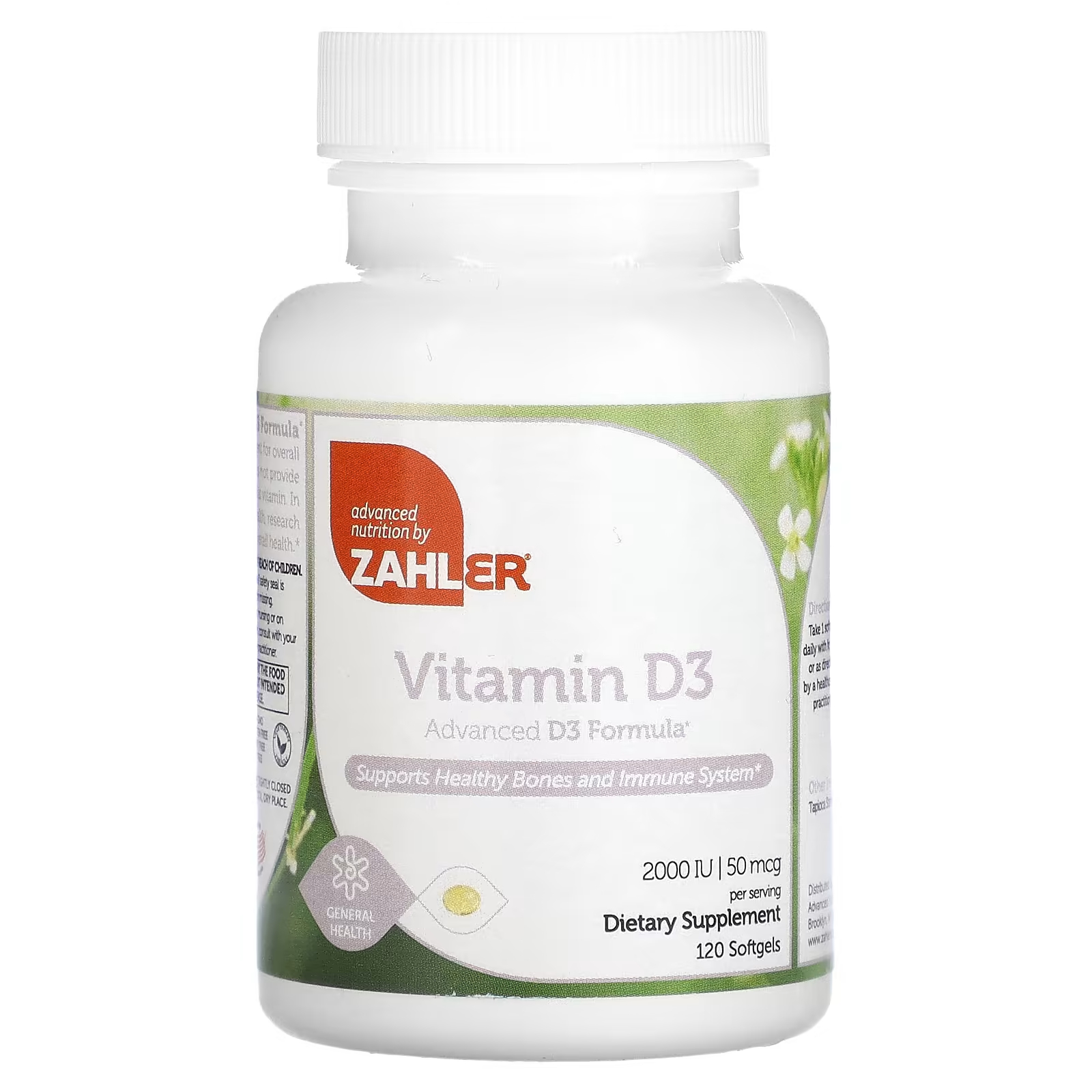 Витамин D3 Zahler усовершенствованная формула D3 50 мкг 2000 МЕ, 120 капсул витамин d3 nature s way gummies 2000 ме 50 мкг 120 жевательных капсул