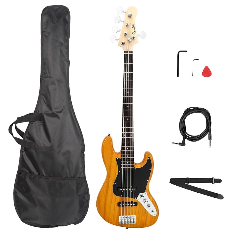 

Басс гитара Glarry GJazz Electric 5 String Bass Guitar Full Size Transparent Yellow