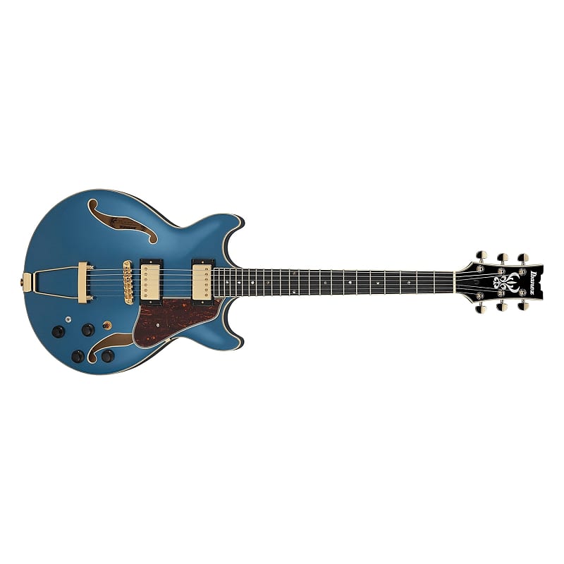 цена Электрогитара Ibanez AE Series AMH90 Hollow-Body Guitar, Ebony, Prussian Blue Metallic