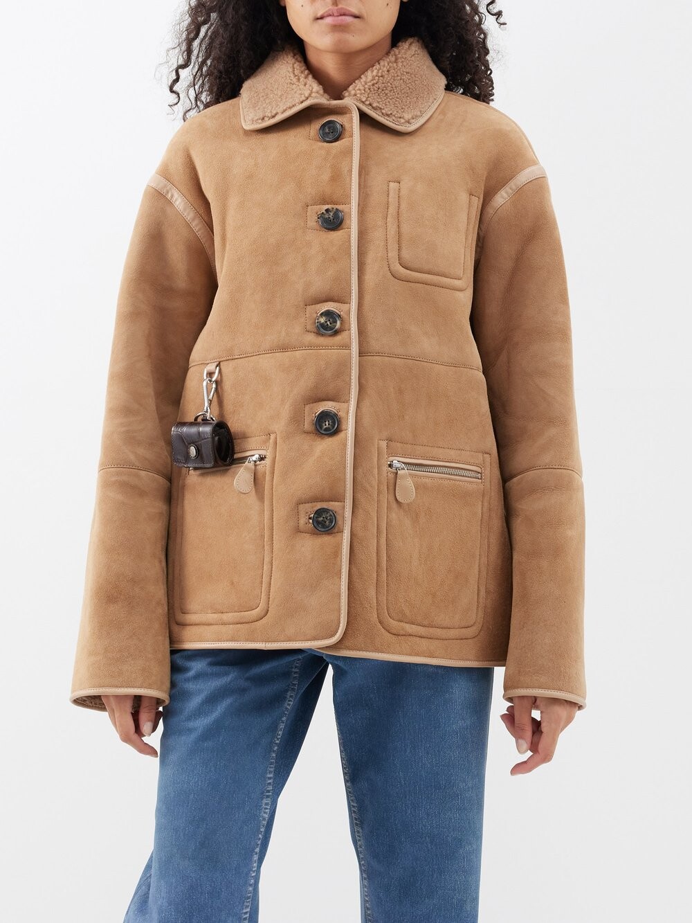 

Двусторонняя замшевая куртка ada из овчины Saks Potts, коричневый