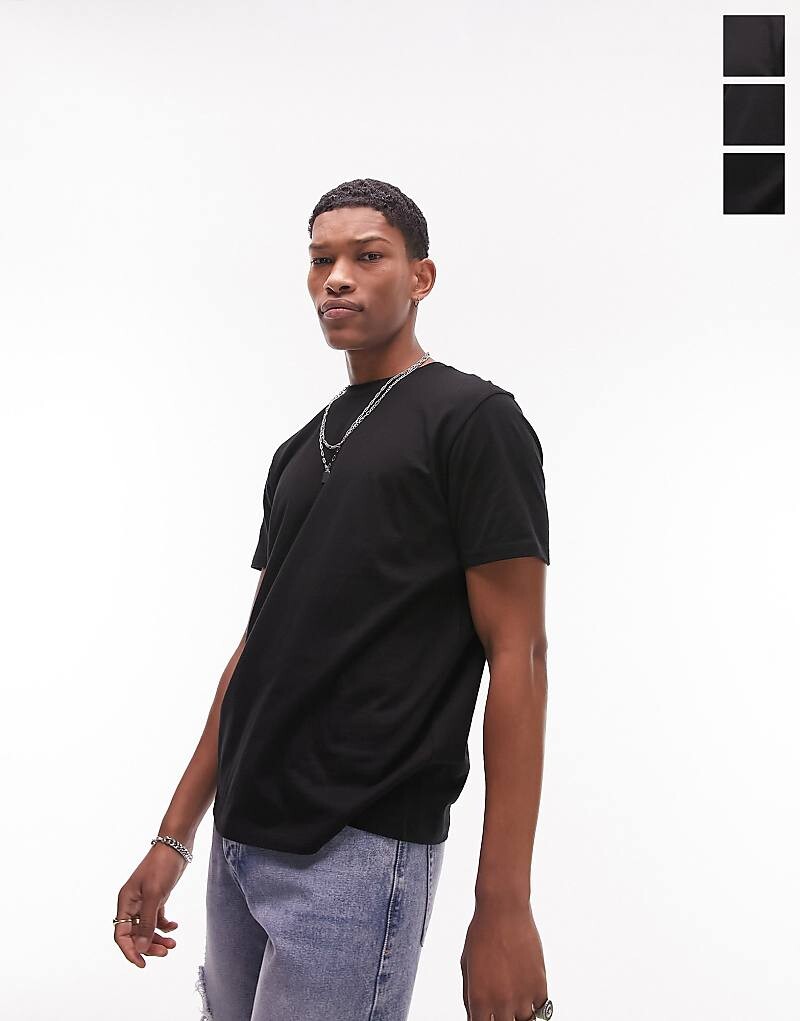 

Набор из 3 классических черных футболок Topman