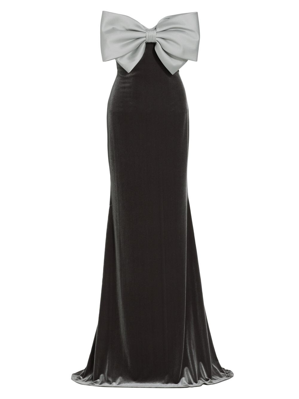 

Платье без бретелек длиной до пола с бантом Badgley Mischka, серебряный, Серый