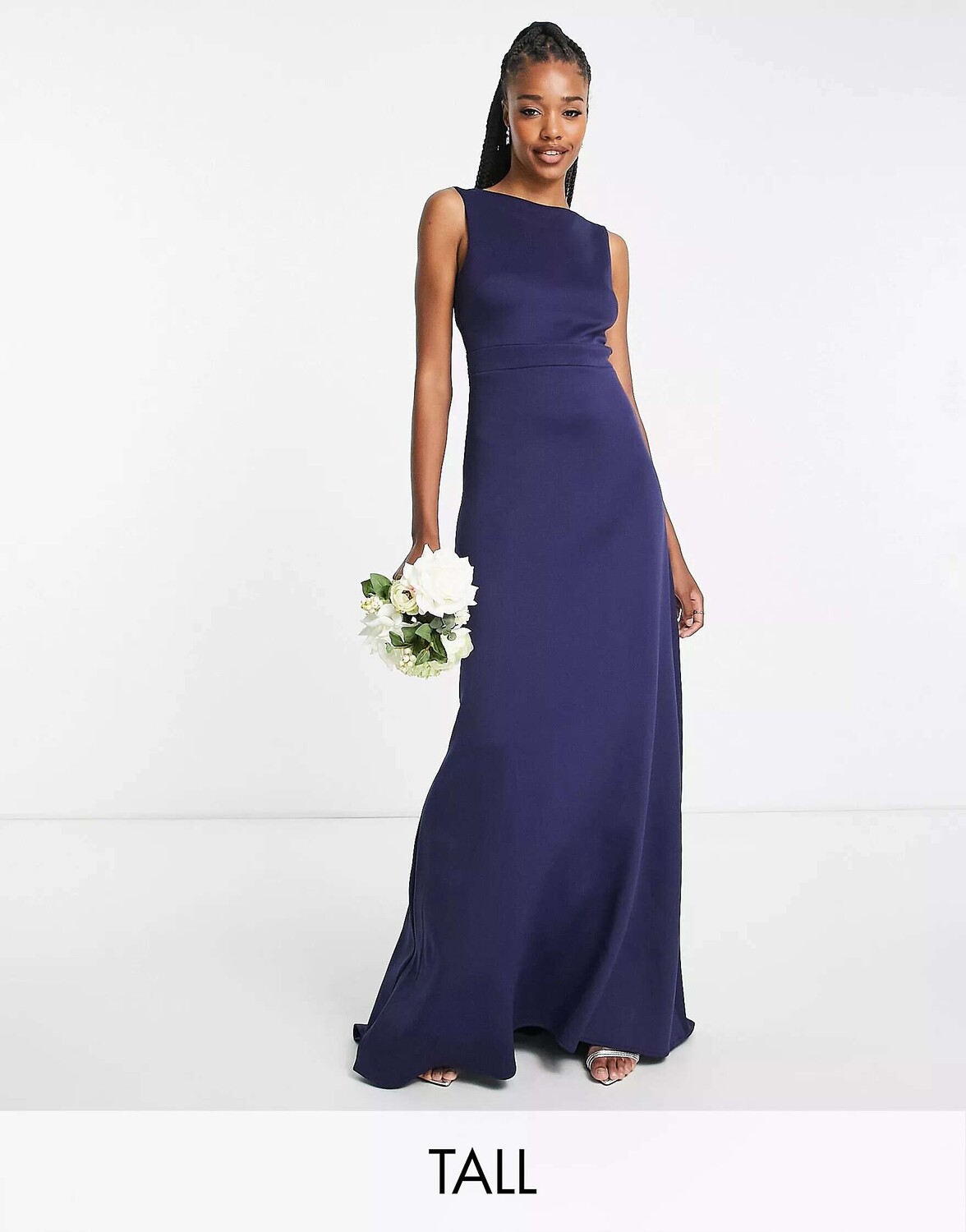 

Темно-синее платье макси с бантом на спине TFNC Bridesmaid, Синий