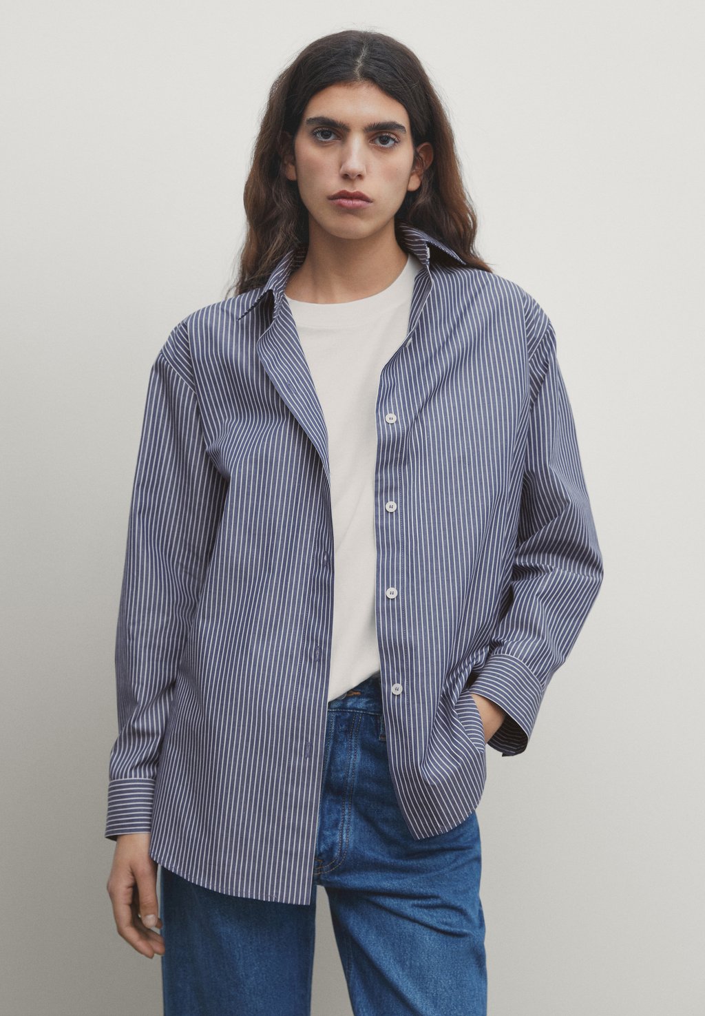 Рубашка Striped Massimo Dutti, синий