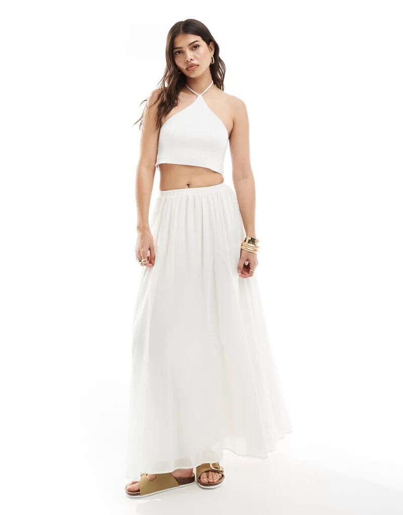 

Белоснежная длинная юбка с годе ASOS