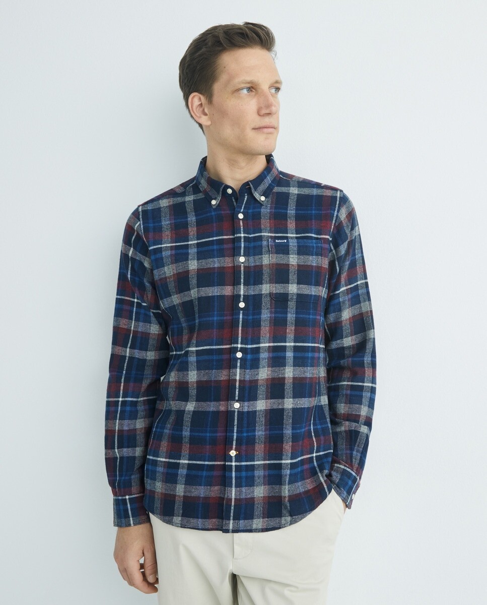 

Мужская рубашка с длинным рукавом с принтом Barbour, синий