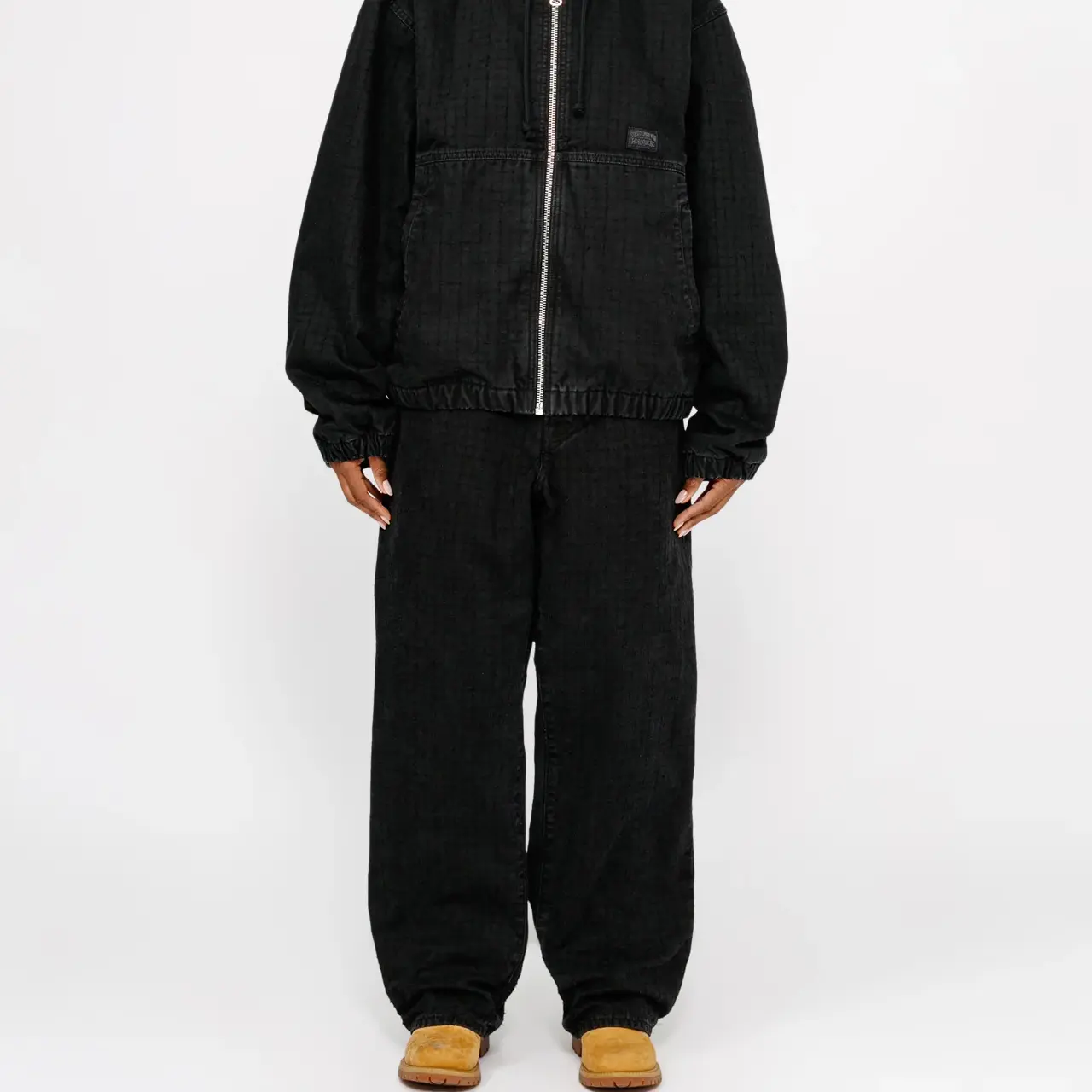 

Большие старые холщовые джинсы Needlepunch Stussy, черный