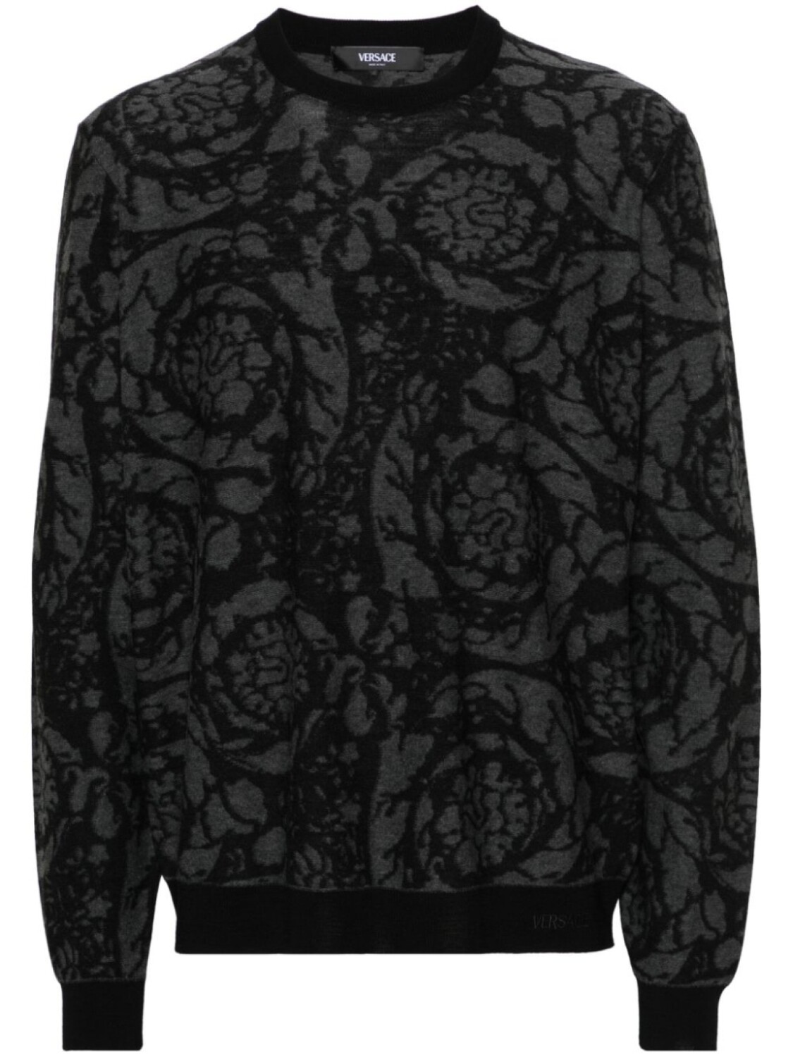 

Versace джемпер вязки интарсия с узором Barocco, черный