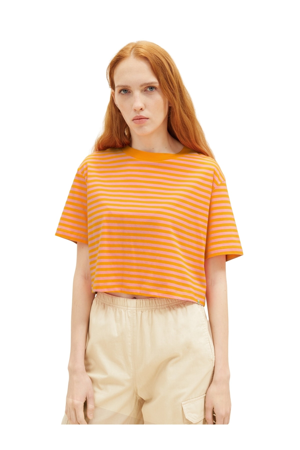 Футболка – оранжевая – стандартного кроя Tom Tailor Denim, оранжевый платье tom tailor размер 38 оранжевый
