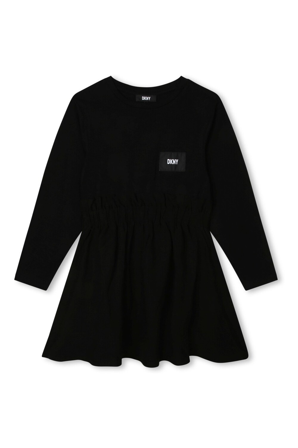 

Черное платье из джерси с логотипом и карманами DKNY, черный
