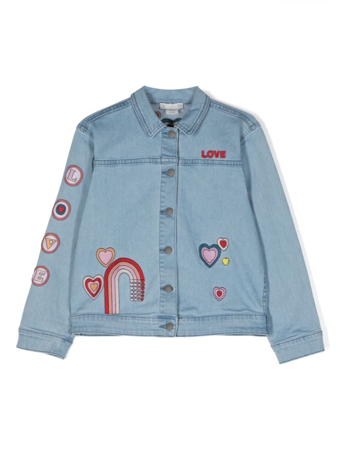 Stella McCartney Kids джинсовая куртка с нашивкой, синий