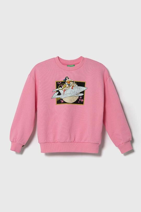 

Детская хлопковая толстовка United Colors of Benetton, розовый