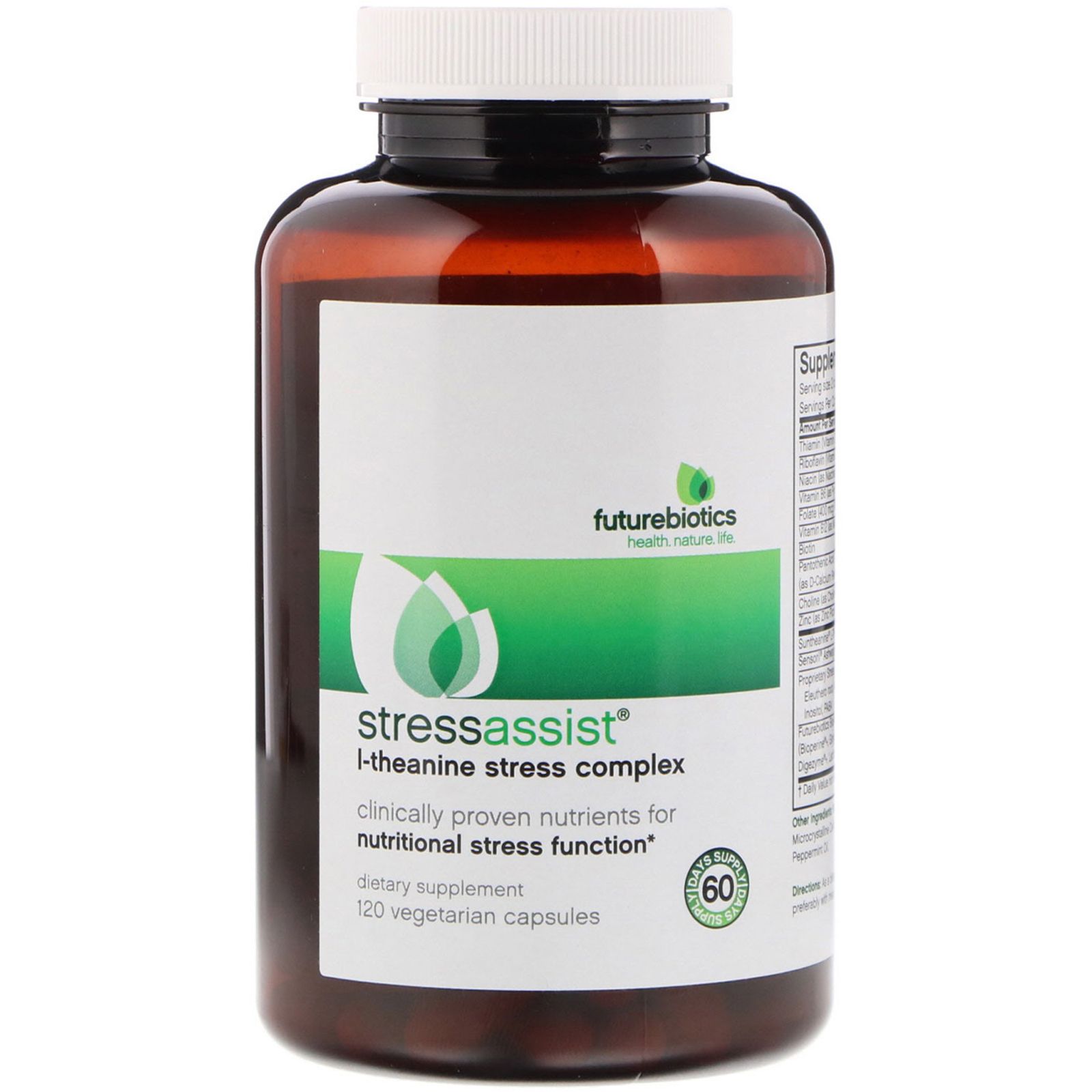 FutureBiotics StressAssist L-Theanine Stress Complex 120 Vegetarian Capsules futurebiotics chill pill 60 vegetarian tablets