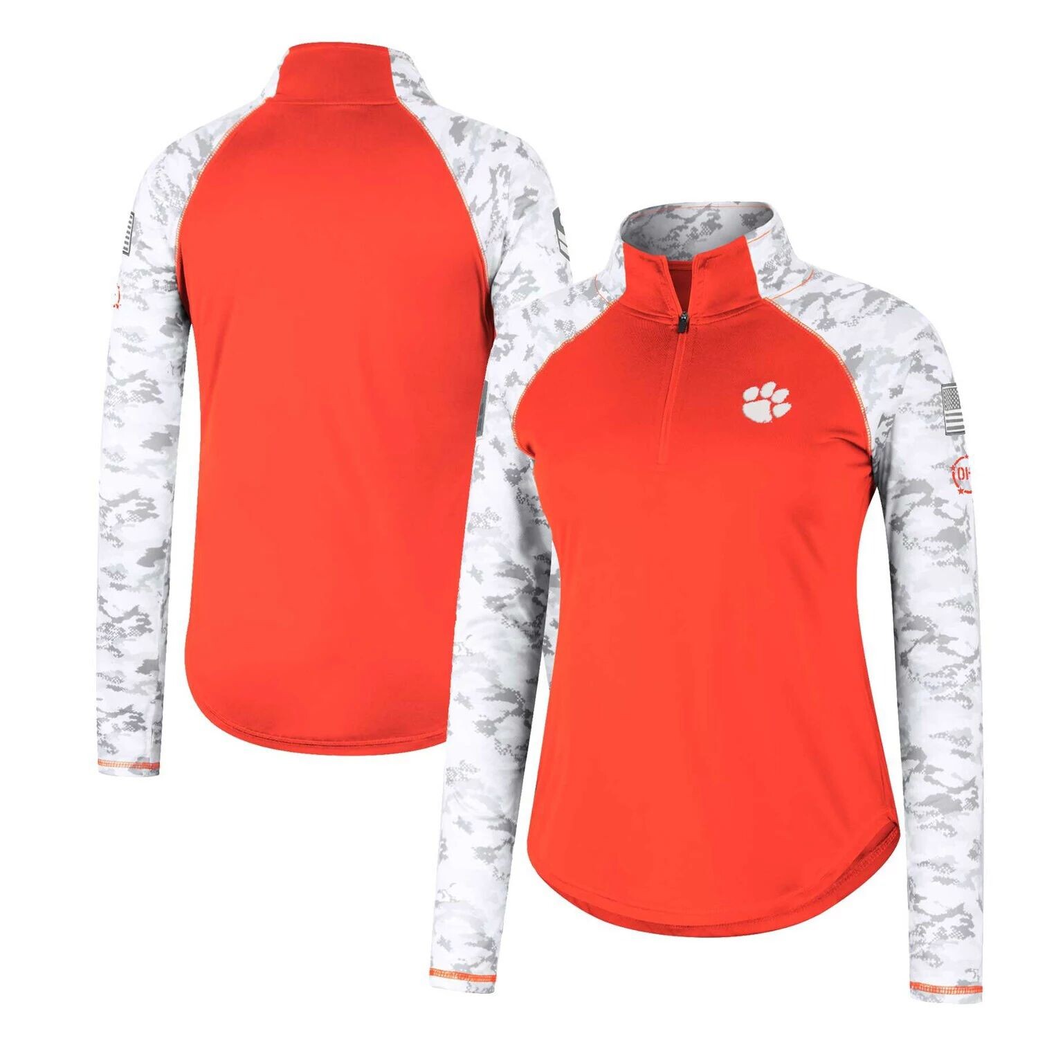 

Женская куртка Colosseum Orange Clemson Tigers OHT в стиле милитари с арктическим камуфляжем и молнией на четверть реглан Colosseum, Хаки