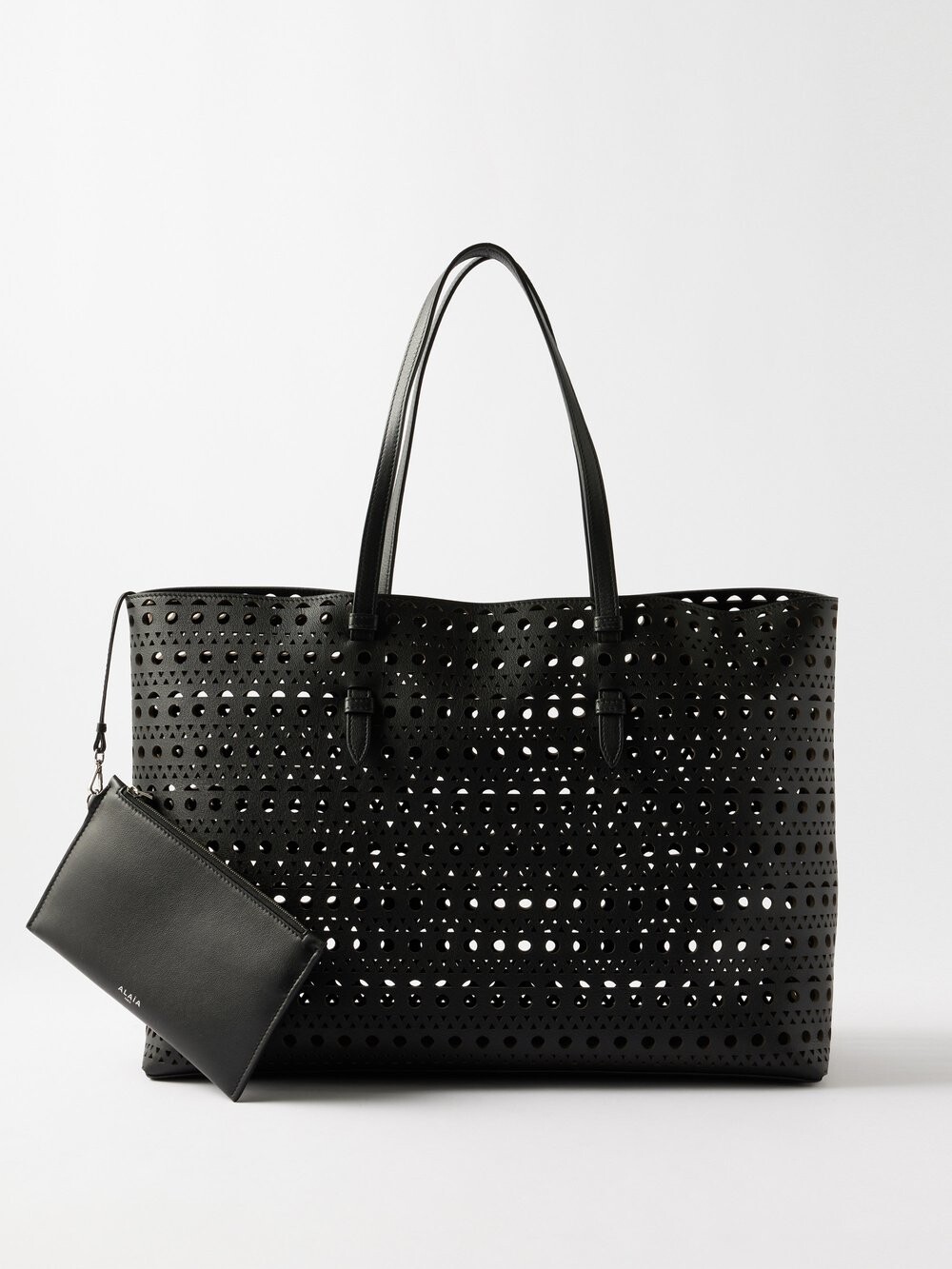 

Сумка-тоут mina из перфорированной кожи ALAÏA, черный