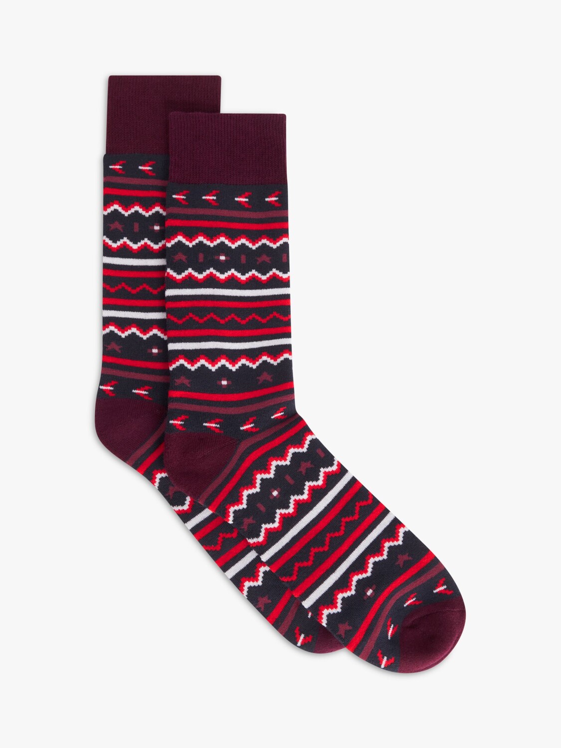

Длинные носки Fair Isle из органического хлопка John Lewis, темно-синий/мульти