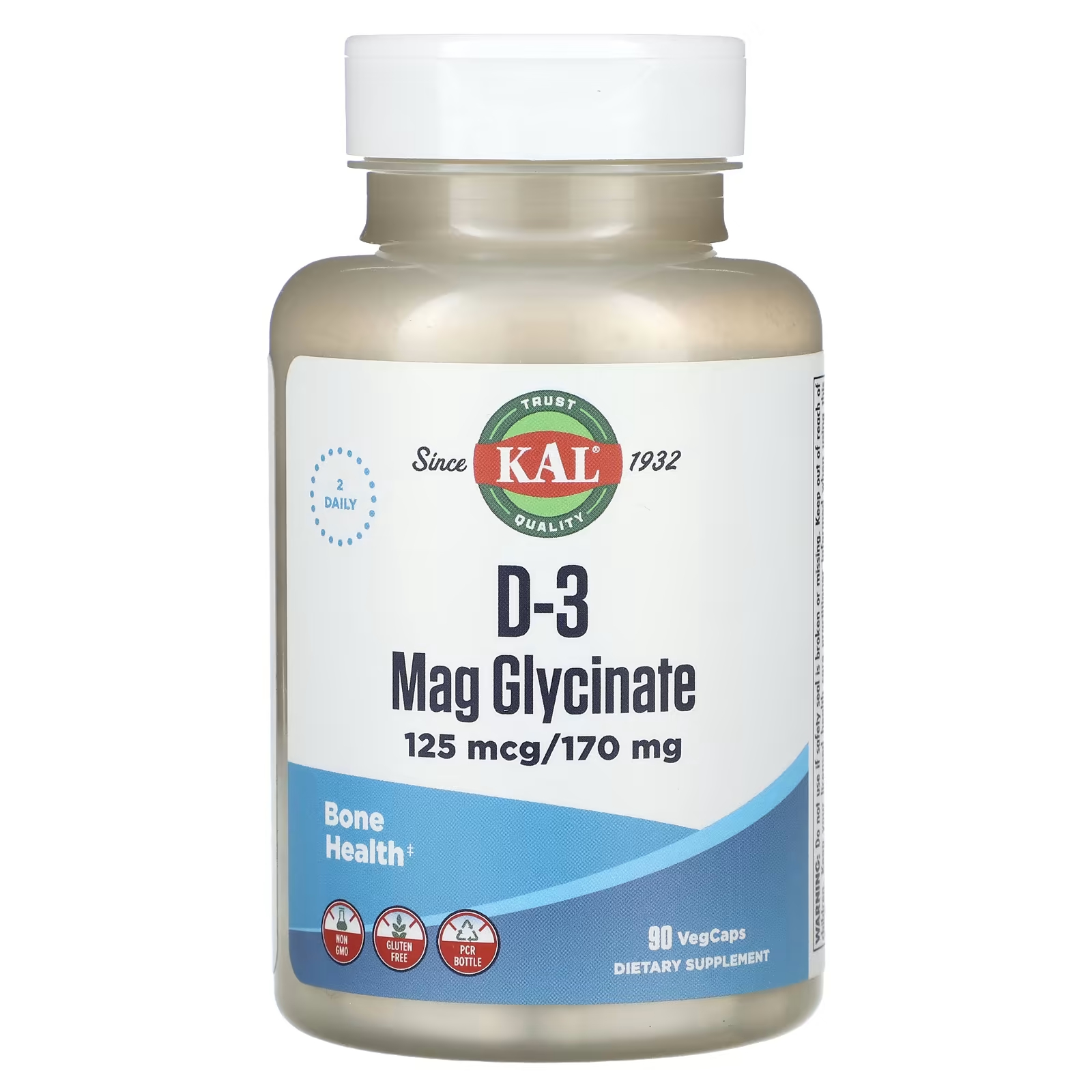 Пищевая добавка Kal D-3 Mag Glycinate, 90 растительных капсул kal глицинат магния d 3 125 мкг 170 мг 90 вегетарианских капсул