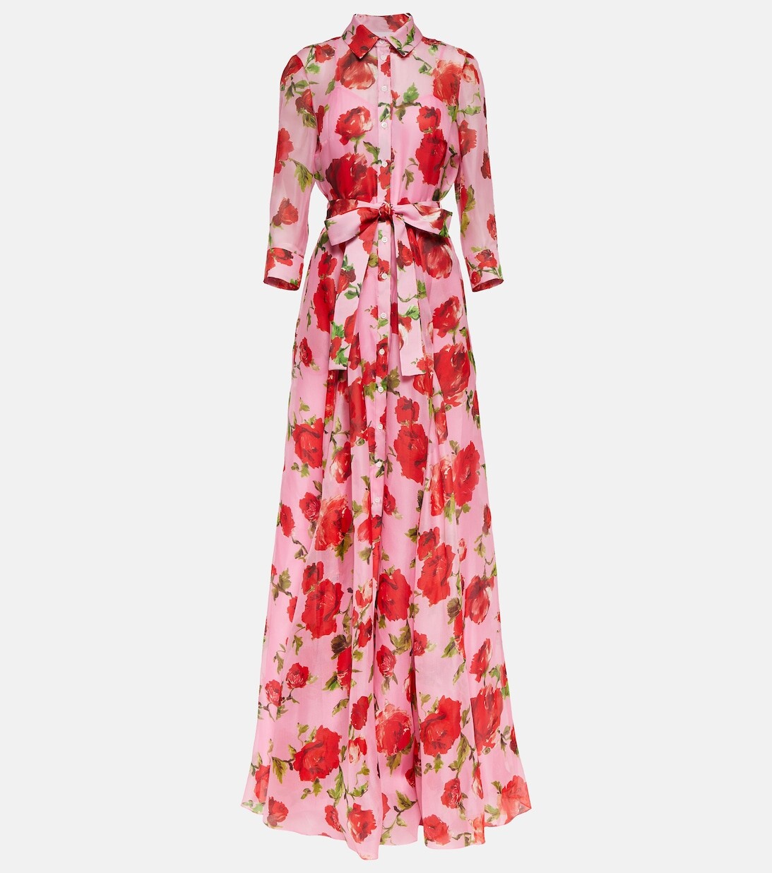 

Платье из шелкового шифона с цветочным принтом CAROLINA HERRERA, разноцветный