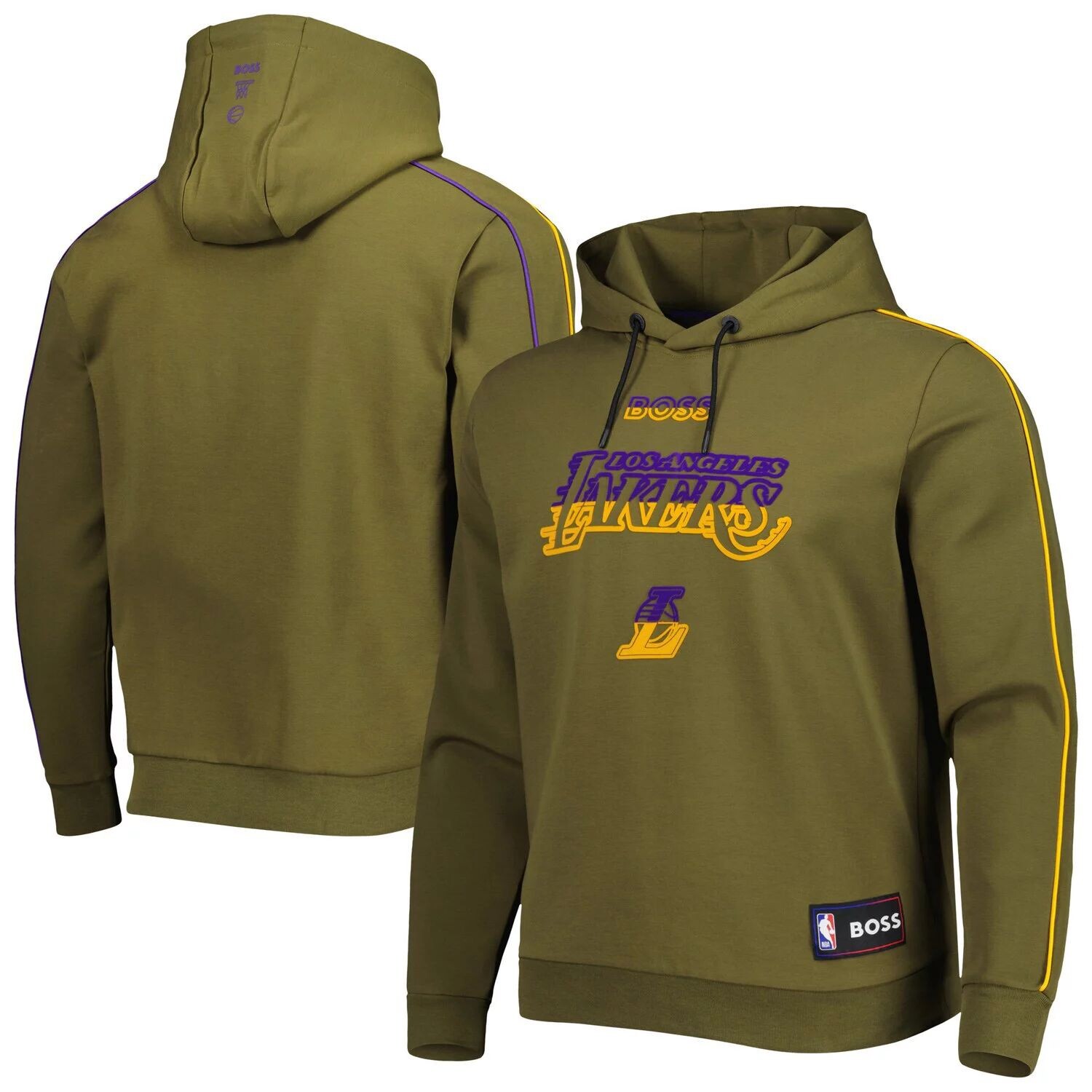 

Мужской пуловер с капюшоном из трех смесей NBA x Hugo Boss Olive Los Angeles Lakers Team Bounce