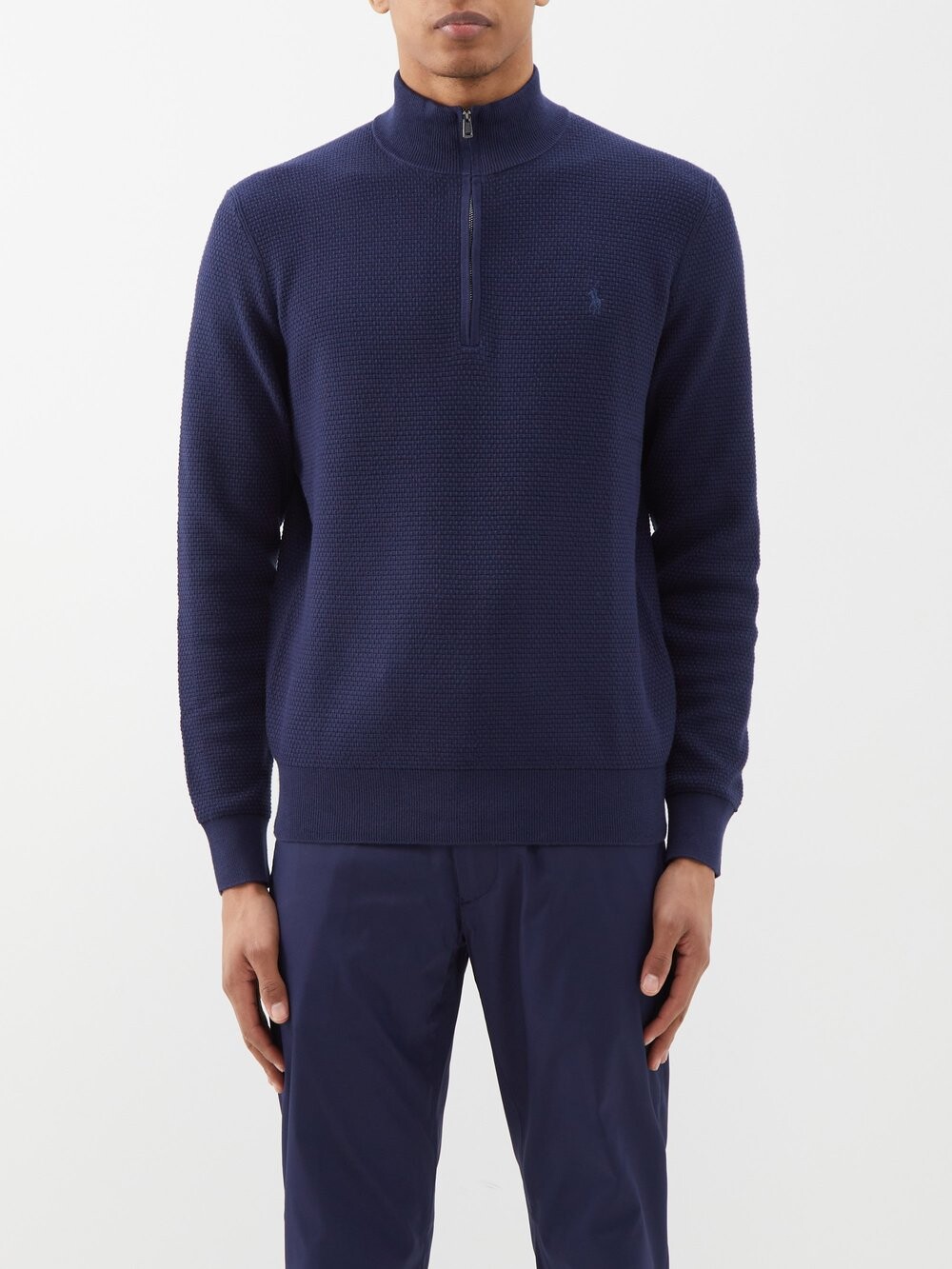 

Свитер из смесового хлопка с молнией в четверть Polo Ralph Lauren, синий