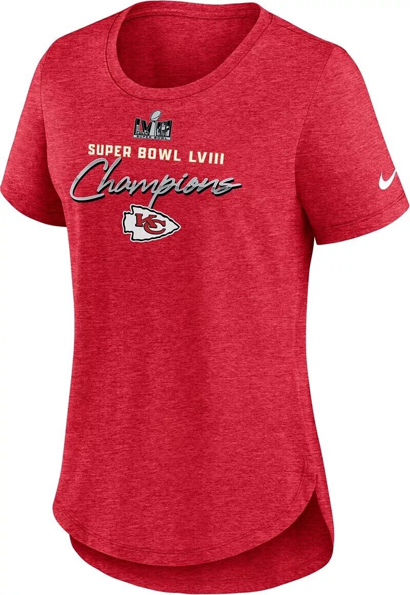

Женская футболка Nike Super Bowl LVIII Champions Kansas City Chiefs Tri-Blend