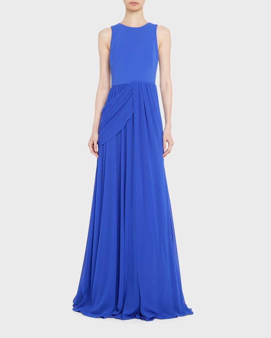 

Платье трапециевидной формы без рукавов с драпировкой Badgley Mischka Collection