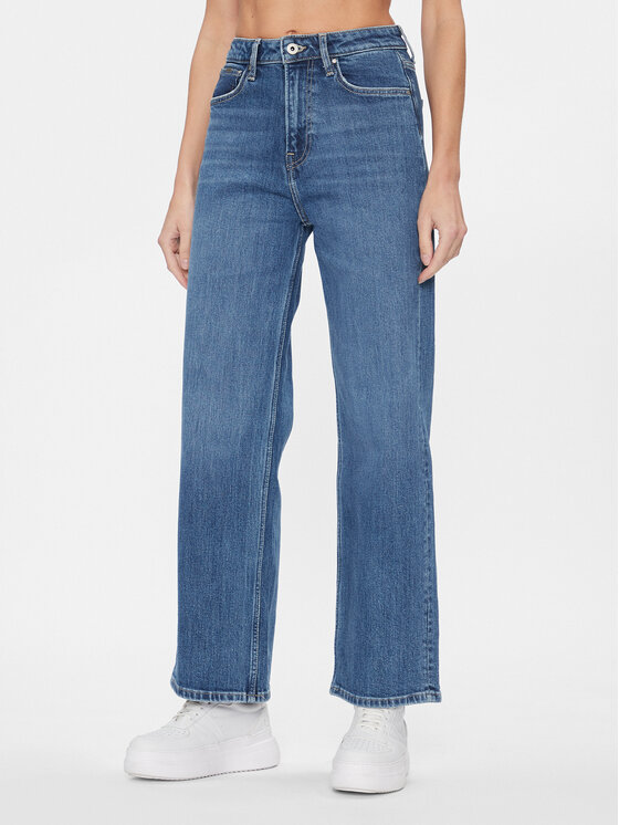 Джинсы широкие Pepe Jeans, синий джинсы широкие pepe jeans размер 30 белый