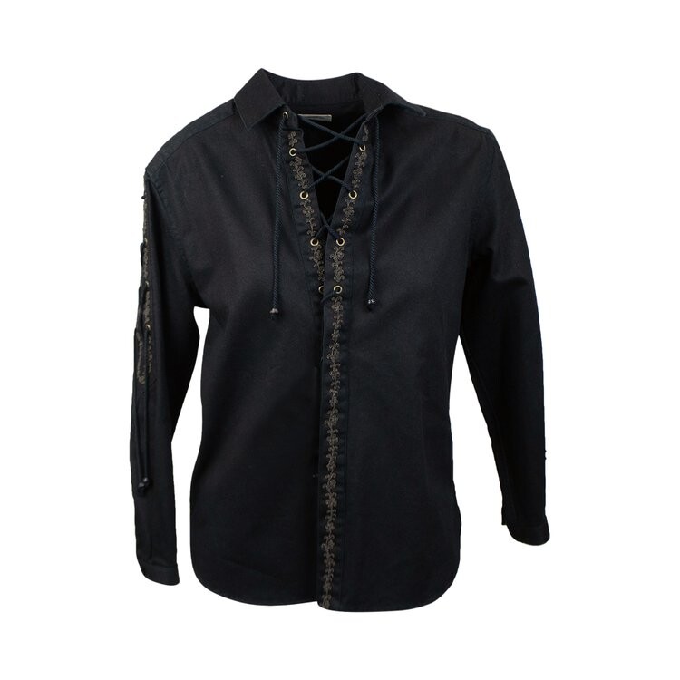 

Рубашка Saint Laurent Lace Up 'Black', черный