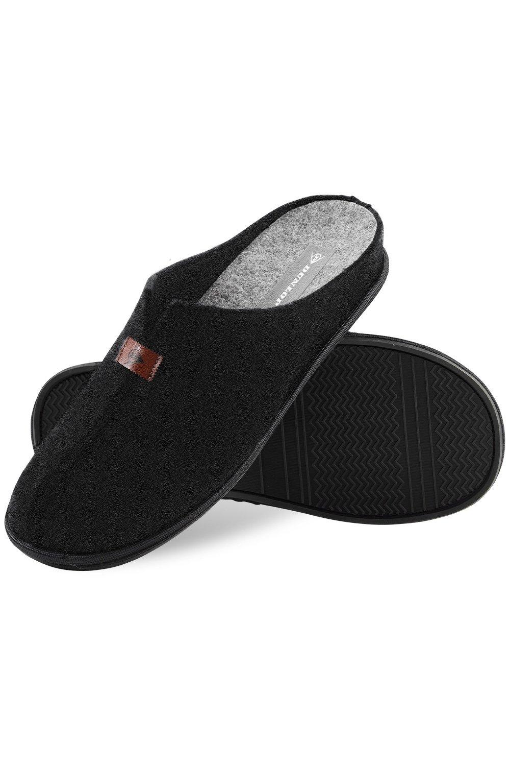 Тапочки с войлочной подкладкой Dunlop, черный тапочки с пуговицами в клетку dunlop серый