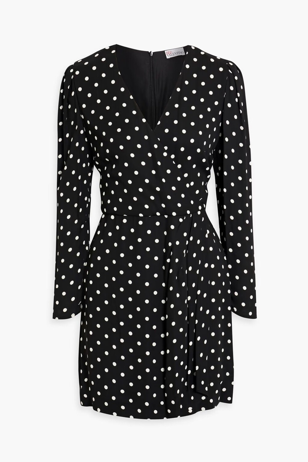 

Платье мини из крепа с запахом в горошек Redvalentino, черный