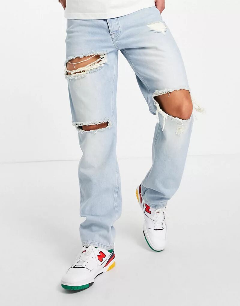 Широкие прямые джинсы ASOS с рваными краями в стиле 90-х