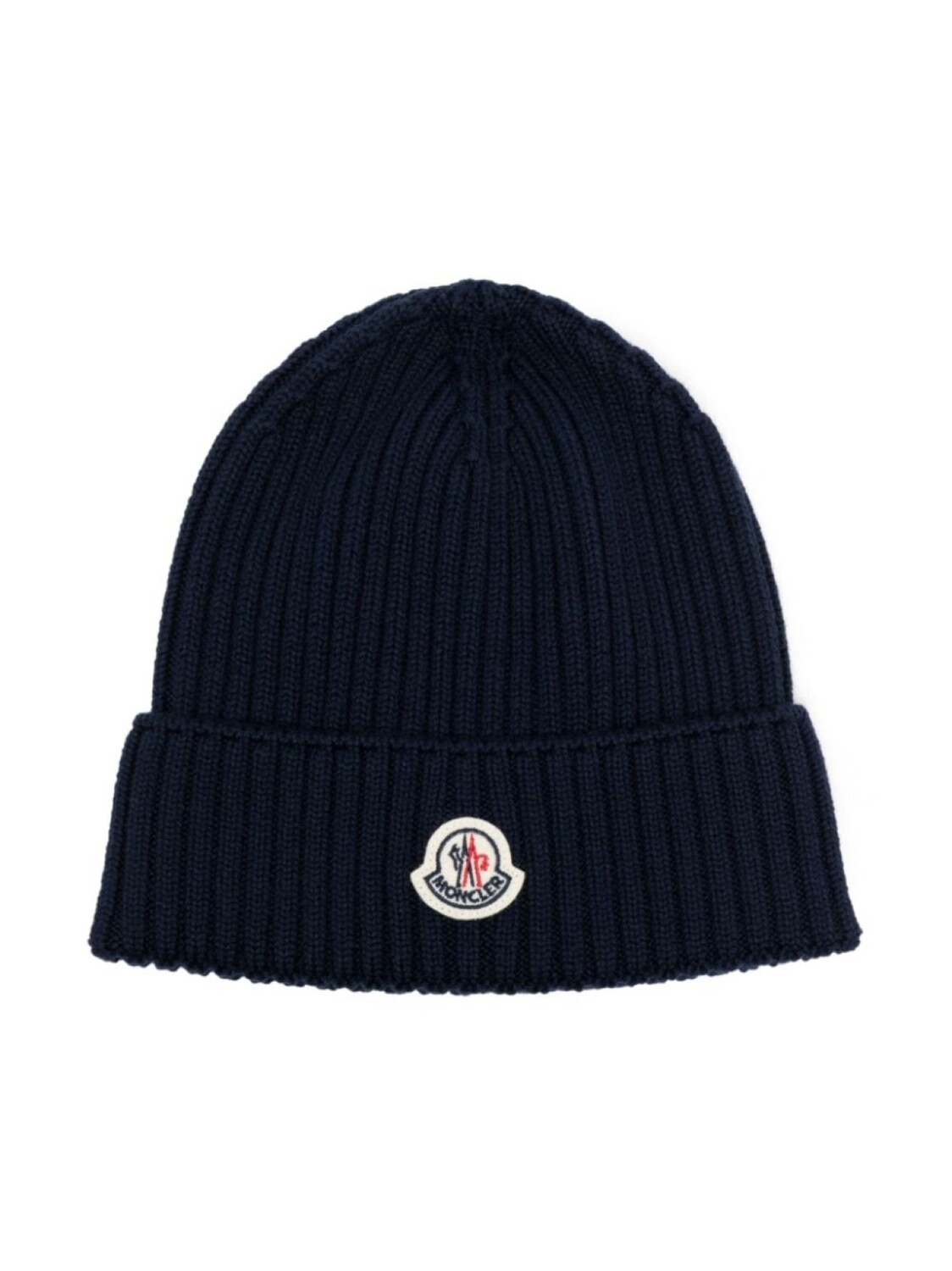 

Moncler Enfant шапка бини в рубчик с нашивкой-логотипом, синий
