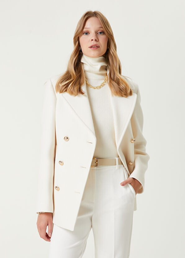 

Двубортное шерстяное пальто Beymen Club, белый
