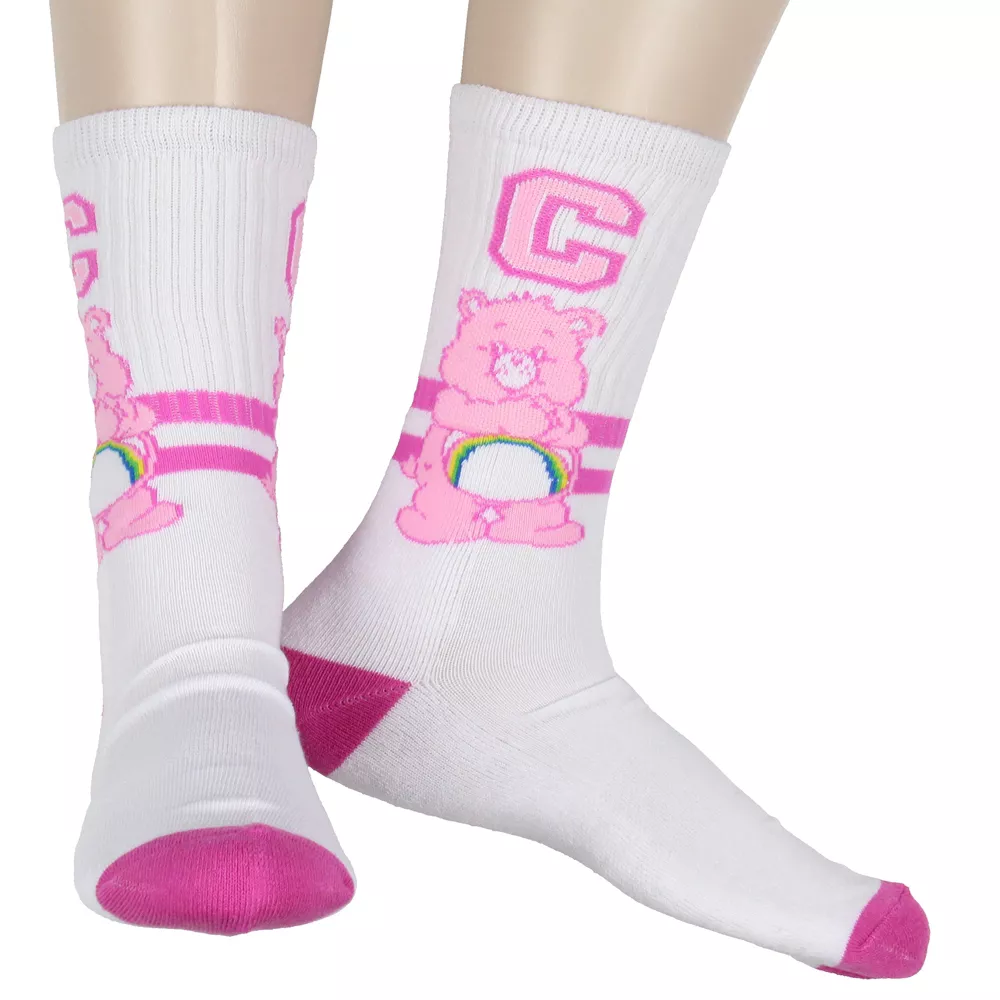 

Носки Care Bears Cheer Bear Varsity Stripe длиной до середины голени для мужчин и женщин, белые
