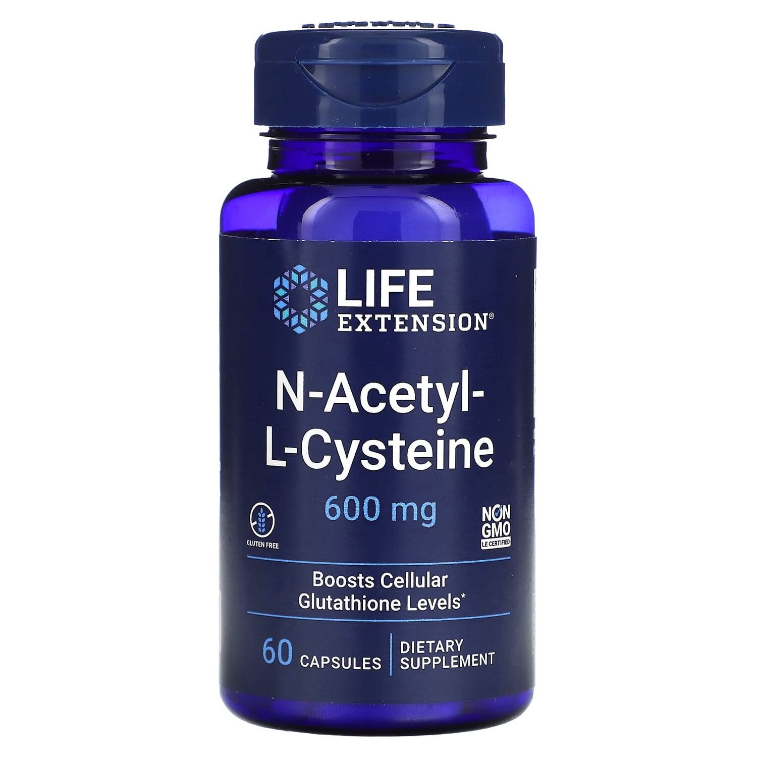 

N-ацетил-L-цистеин, 600 мг, 60 капсул, Life Extension