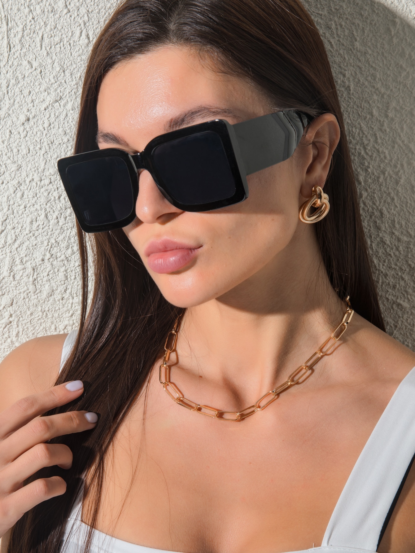 1шт Женские модные пластиковые солнцезащитные очки в квадратной оправе