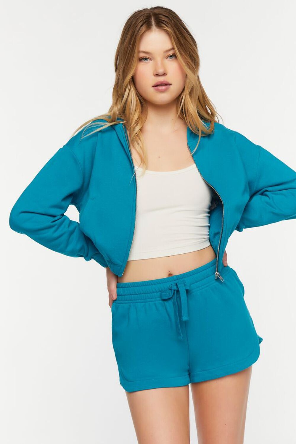

Шорты из френч-терри на шнурке Forever 21, синий