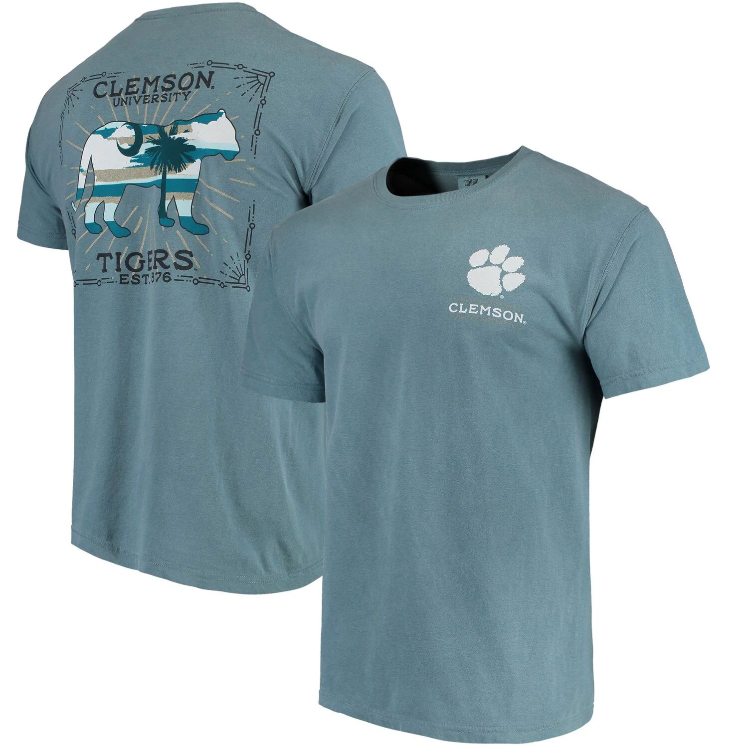 Мужская синяя футболка Clemson Tigers State Scenery Comfort Colours