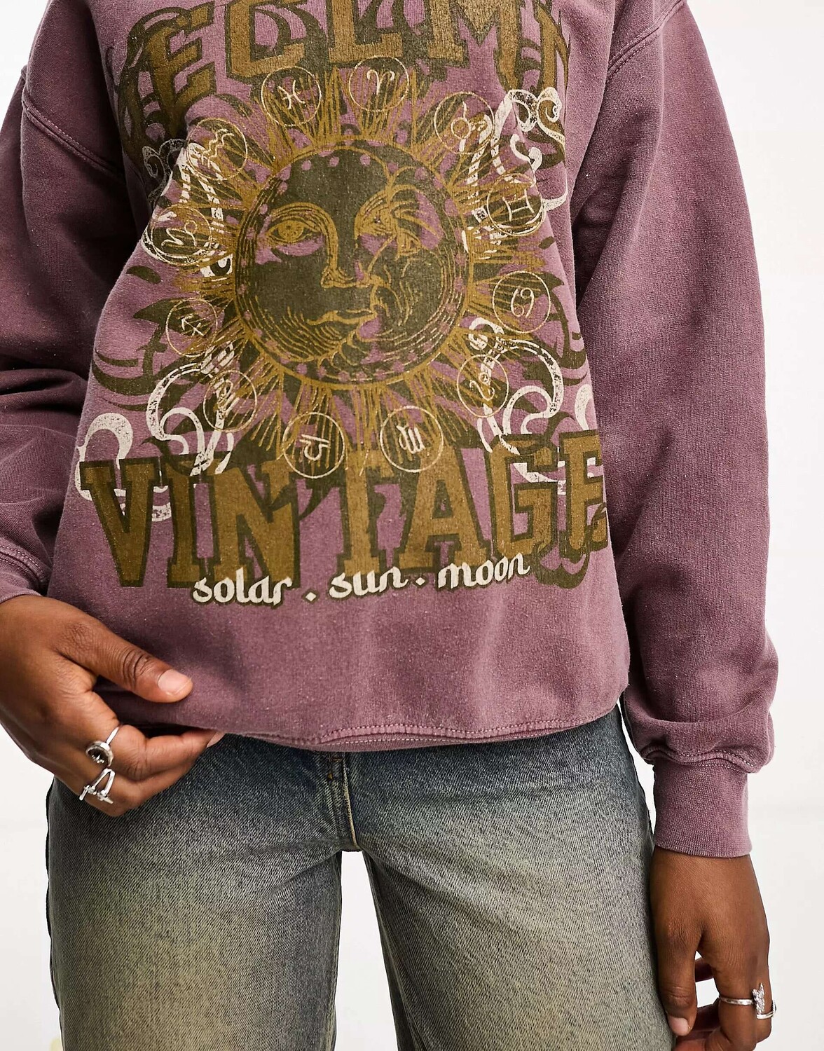 

Бордовые свитшоты унисекс с небесным рисунком Reclaimed Vintage, Красный