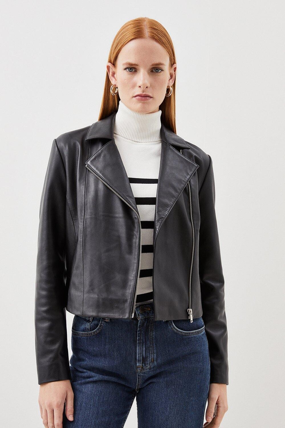 

Кожаная косуха Karen Millen, черный