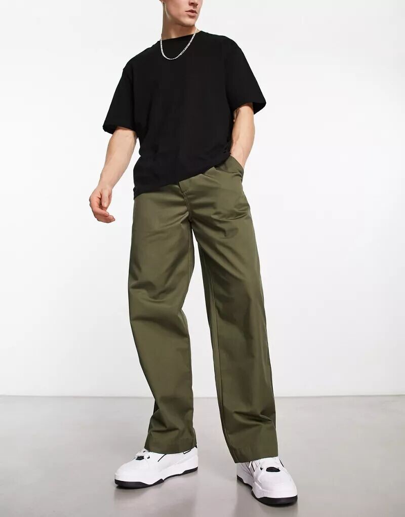 

Широкие брюки цвета хаки с кулиской Fred Perry