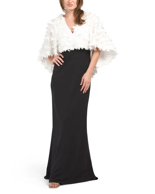 

Атласное платье Elyza с цветочным узором Tadashi Shoji, слоновая кость/черный