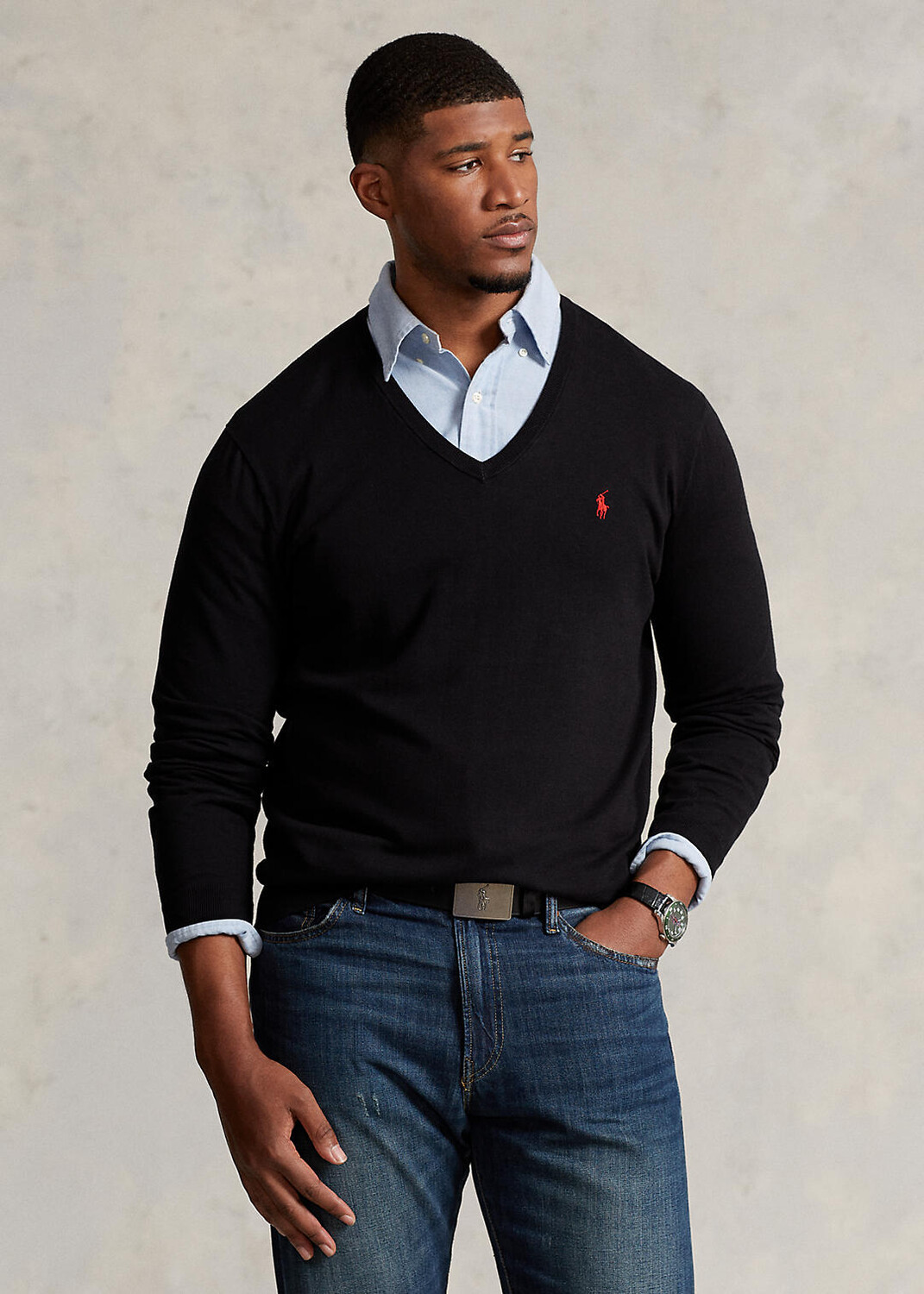 

Хлопковый свитер с v-образным вырезом Ralph Lauren