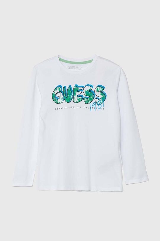 

Детская хлопковая рубашка с длинным рукавом Guess, белый