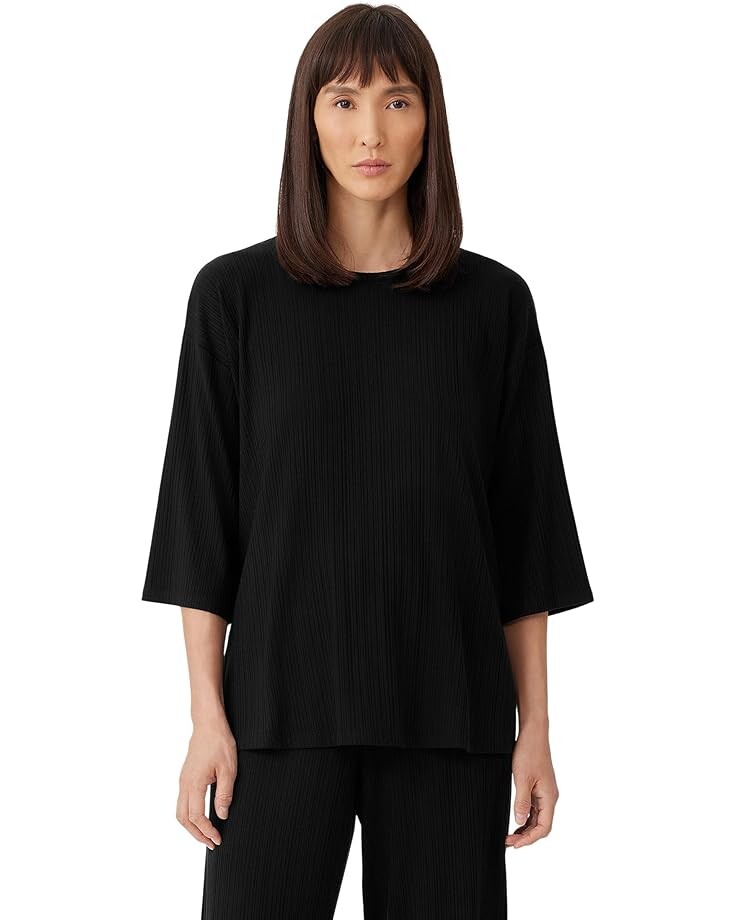 

Топ Eileen Fisher Crew Neck Long, черный