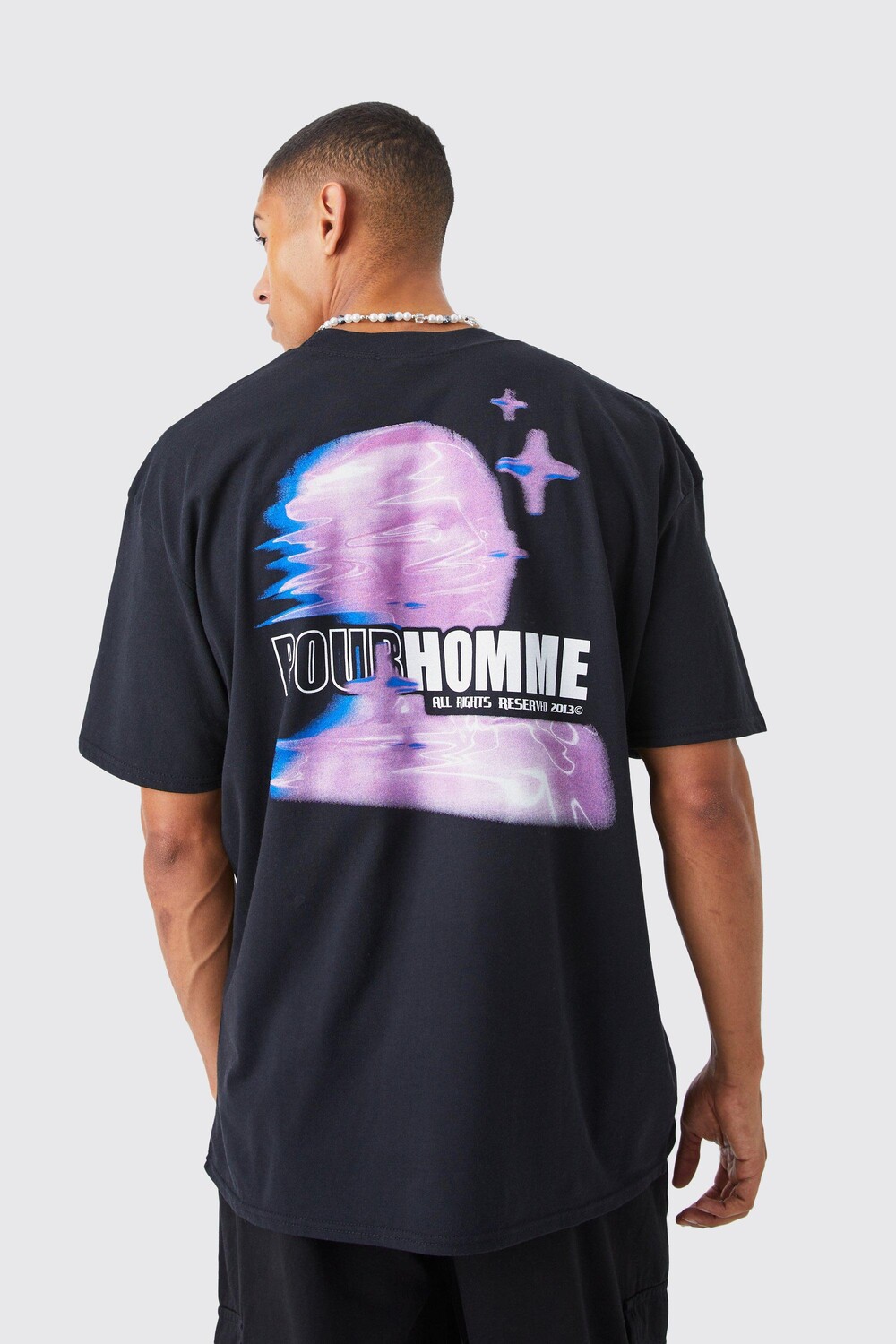 

Футболка оверсайз pour homme с графикой Boohoo, черный